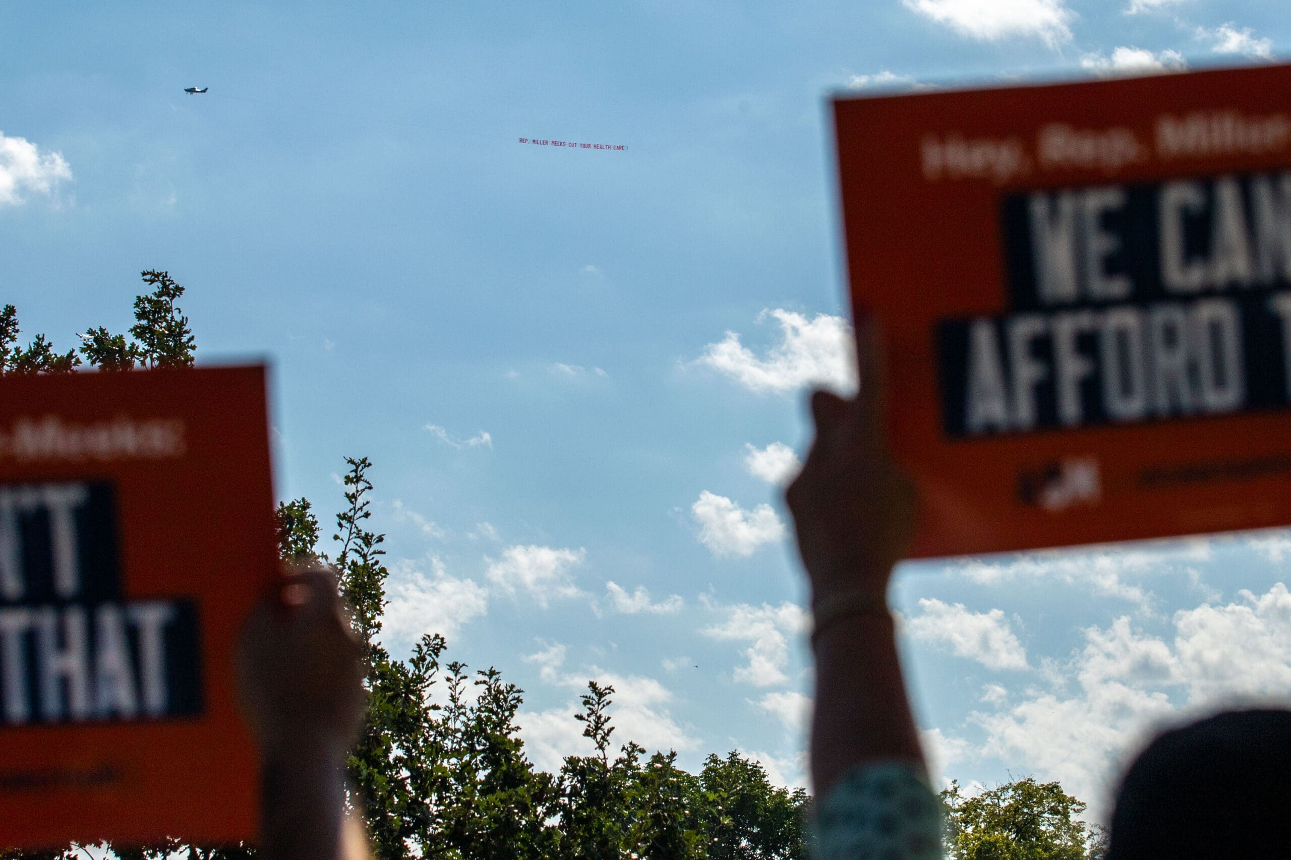 Voters rally against the "Big, Beautiful Bill" and rising energy costs, cuts to Medicaid, and slashing food benefits