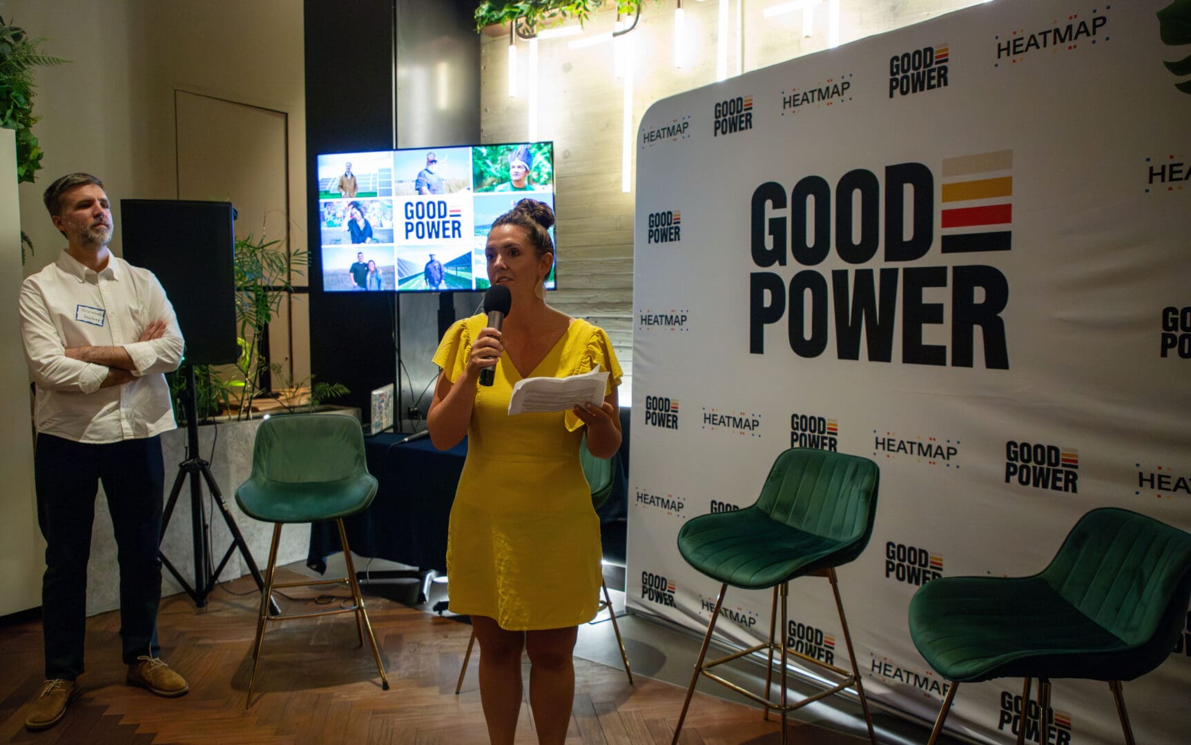 GoodPower CEO delivers welcome at Heatmap News event at Climate Week