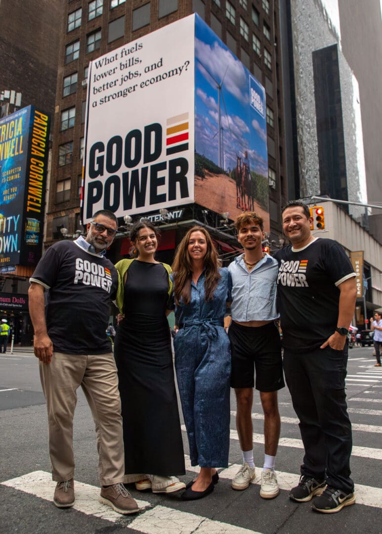 GoodPower staff and Youth Advisory Board in Times Square at Climate Week